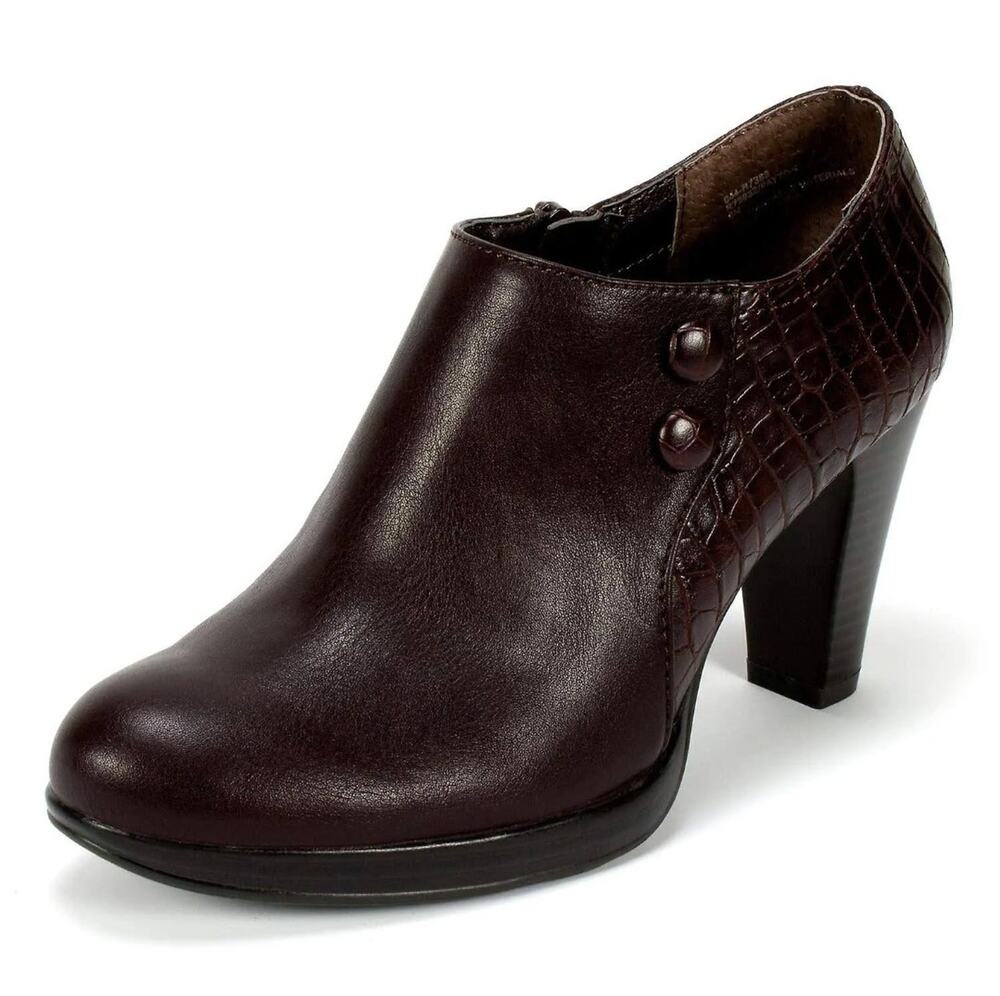 New! Rialto "Payton" Brown Side Zip Reptile Print Ankle Bootie Size 11 M
